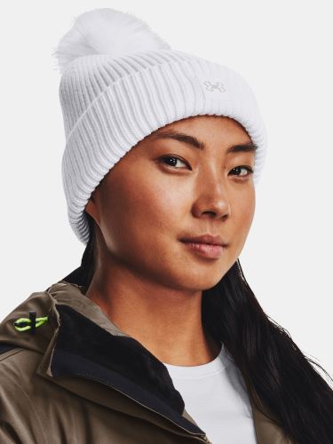 Čiapka Under Armour UA Halftime Ribbed Pom-WHT 100
